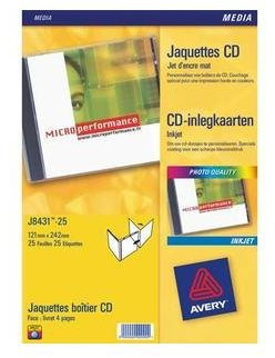 Avery ZWECKFORM J8676-25 monochrome Tintenstrahl-Etiketten für CDs und DVDs, 3 Packungen mit je 50 Stück