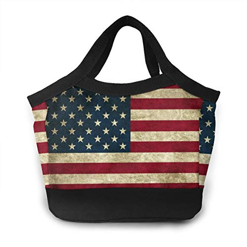 American Flag Lunch Tote Bag Thermal Or Refrigerated Lunch Tote Bag Suitable For Office,Travel, Picnic