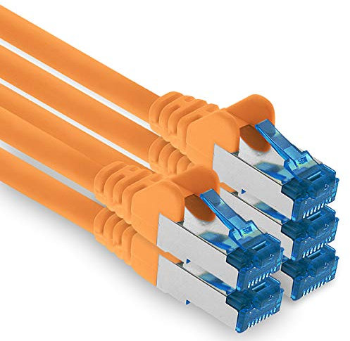 1aTTack.de 1,5 m - CAT.6 - Cavo di rete LAN Ethernet Gigabit RJ45 CAT 6 Cavo patch A 10000 Mbit s Sftp Pimf 500 MHz compatibile con CAT5 CAT6 CAT7 Cat8 arancione - 5 pezzi