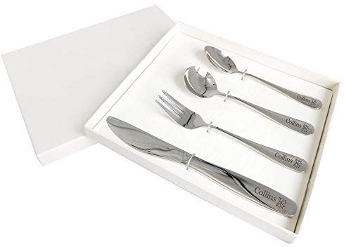 EDSG Personalised Children's Cutlery | Engraved Kid Knife and Fork 4pcs Stainless Steel | Kids Cutlery Customized Any Name with Gift Box for Christmas Hand Finished in UK(Bow Knot)