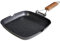 WECOOK! - Ecochef Titan Grillpfanne 28x28cm | Antihaftbeschichtung QUANTANIUM | Induktionsgeeignet | Klappbarer Holzgriff, Schwarz, Aluminium