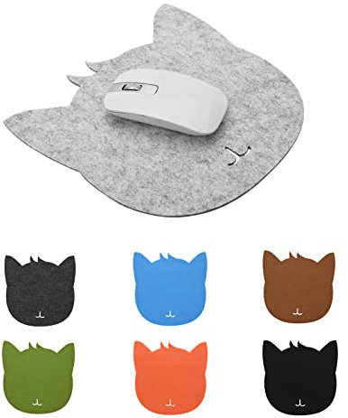 Niiyen Tapis de Souris, Tapis de Souris de Table de feutres antistatiques en Forme de Chat, Tapis de Bureau Anti-poussière, antistatiques et Anti-Rayures, Fournitures de Bureau.(Gris Clair,)
