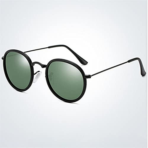 WQZYY&ASDCD Sonnenbrille Herren Damen Polarisierte Sonnenbrillen Männer Shades Sonnenbrillen Frauen Runde Männliche Brillen Metallrahmen Brillen Weiblich-Grün