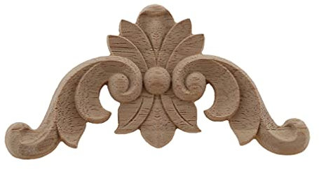 4 Stück Dekorations-Zubehör Massivholz Applikationen geschnitzte Zierleisten Holz Schnitzerei Möbel Vintage Home Horn Blume Schnitzerei 10 cm x 10 cm