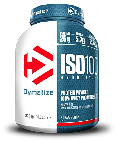 Dymatize ISO 100 Hydrolyzed Strawberry 2264g - Proteine del siero di latte idrolizzate e isolate in polvere, 75 Portioni