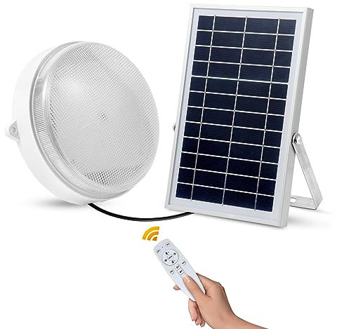 Malitupy Solar Ceiling Lights-Indoor Outdoor, Daytime & Dimmable 1000LM Solar Shed Light with ON/Off Switch & Remote, Cool/Warm White Barn Light for Yard, Patio, Shop, Porch, Chicken Coop