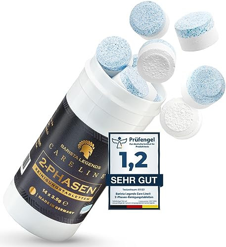 Barista Legends Care Line® 2 Phasen Reinigungstabletten Kaffeevollautomaten - 14 x 3,5g - Kaffeemaschinen & Siebträger Reiniger Tabs mit Clean Protect Formel - Kompatibel mit allen gängigen Marken
