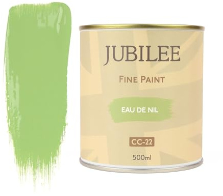 Guild Lane Jubilee Furniture Paint – Upcycle & Transform Wood, Metal & Glass – Soft Sheen Finish for Indoor & Outdoor – Durable & Easy to Apply Multi-Surface Paint (Eau de Nil, Green, 500ml)