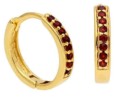 Vergoldete Sterling Silber Granat CZ 15mm Huggie Creolen