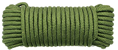 64FT(20M) Nylon Rope Nylon Cord Thick Heavy Duty Hanging Cord String,Black Rope Solid Nylon Line, Black Flagline String Cord, All Purpose Tie-Down Ropes for Camping Outdoor Garden (Green, 8MM)