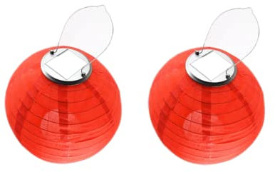 Yeehliny Solar Lampions außen Wetterfest 30cm Lampingions Lampion Solar Outdoor IP55 Wasserdicht Solarlaterne Hängende Nylon Laterne für Garten, Balkon, Hof, Hochzeit, Party Deko (2pcs/Rot)