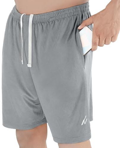NY Threads Herren Athletic Shorts mit Taschen, Basketball, Laufen und Fitnessstudio, leichte und schnell trocknende Workout-Shorts, Mittelgrau, Klein