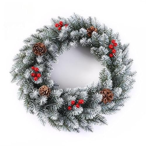 Veroda Christmas Wreath Pinecone Berries for Door Window Wall Xmas Tree Decorations (50cm)
