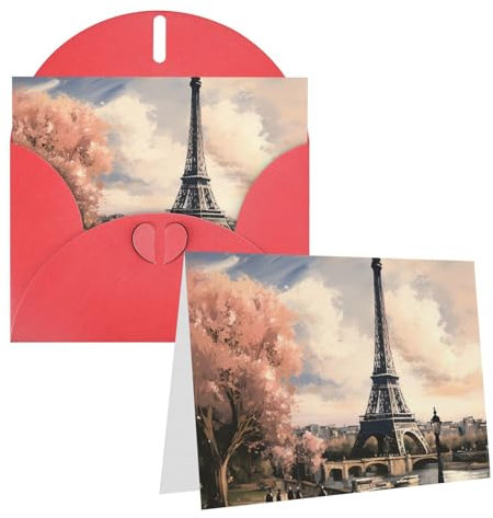 Geburtstagskarten im Vintage-Stil, Motiv: Eiffelturm, Paris, mit Umschlägen, Notizkarten für alle Anlässe, inklusive Grußkarte, Blanko-Karten, Trauerkarten, Thinking Of You Karten