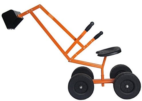 COSTWAY Sitzbagger 360° drehbar, Bagger zum Draufsitzen Metall mit Schaufel & Rädern, Bagger Sandkasten, Aufsitzbagger Sandbagger für Kinder ab 3 Jahren (Orange)