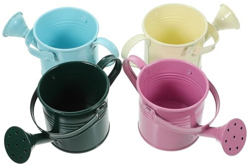DOITOOL Set di 5 caldaie per piante in ferro zincato, per irrigazione, decorazione natalizia, per la casa, annaffiatoio, giocattolo, piccolo set di fiori, piante per bambini