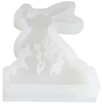IQYU Windlichter Vintage Garten Silikonguss Silikon Osterhase Silikon Osterhase Ostern Osterhase Osterhase Silikon Ostern DIY Geschenk Teelichtglas Schwarz Metall (White, One Size)