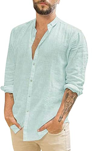 Herren Hemd Kurzarm Freizeithemd Businesshemd Leinenhemd Sommer Einfarbig Basic Shirt for Männer Summer Shirts Men Herren Hemd Langarm Slim Fit Weiss Leinen Herrenhemden Langarm BüGelfrei Weiß 40