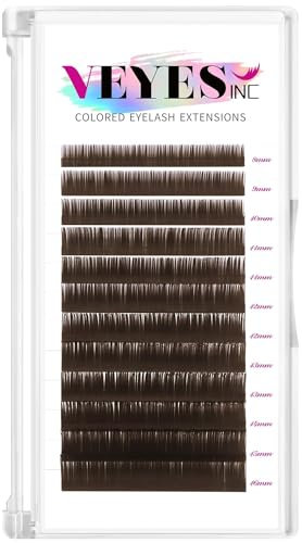 VEYES INC Brown Lash Extensions 0.03-0.07 C/CC/D Curl 8-16mm Mixed Length Volume Eyelashes Tray, Professional Supplies for Lash Techs (0.03 CC 8-16mm Brown).