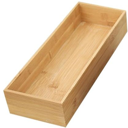 Rtyweth Boîte de rangement en bambou, caisse en bois, boîte de rangement de tiroir en bambou de luxe, boîte à ustensiles de rangement en bambou, tiroir multi-usage