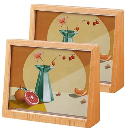 Mafagwre 2er-Set Bilderrahmen, Holz-Fotorahmen Und Acryl, Leiter-Bilderrahmen Aus Buche, Fotorahmen Zur Tischdekoration (A)