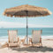 Ggipxalatyr Ombrellone da Spiaggia Hawaiano Ø270cm, Parasole Hawaiano in Paglia, Protezione Uv50+, Facile da Manovrare con Manovella, Palo Reclinabile, Ideale per Giardino, Balcone, Piscina