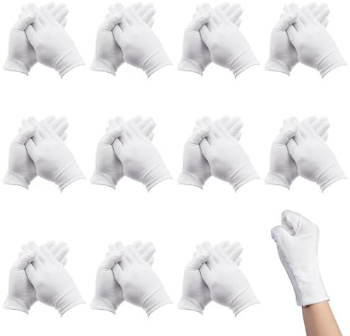 BORISCA 11 Paar Baumwollhandschuhe, Weiß Handschuhe (B)