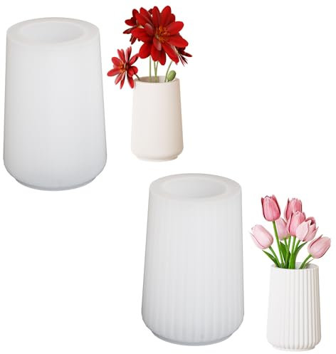 Cayway Resin Form Epoxidharz Formen Gießform, Blumenvase Silikonformen Epoxidharz, Vase Gießformen Silikonform für Epoxidharz, Heimtextilien, Gestreift und Glänzend