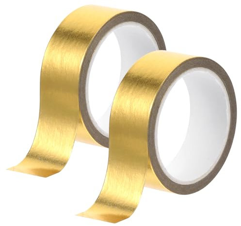 QfwdfcTrenz 4 Rollen Washi Tape Gold 15mm x 5m Metallic Klebeband Craft Dekorative Klebeband Selbstklebende Fliesennahtband Folienbasteln Geschenkverpackung Band für DIY Scrapbooking