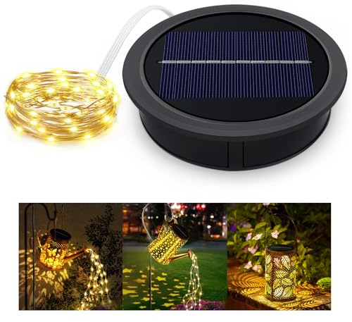 10.5cm Solarleuchten Ersatz für Solar Gießkanne, Solar Ersatzdeckel Top 4.13inch mit LED Lichterkette, Warmweiß Nicht-Flimmern IP44 Außen Solarlampen Gießkannenlicht Lichter für Gartendeko, 1 Stück