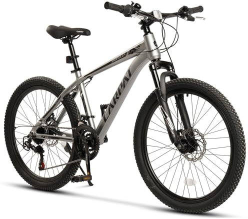 CARPAT SPORT 24 26 29 Zoll Mountainbike für Jungen, Mädchen, Damen und Herren, Scheibenbremse, 21 Gang-Schaltung, Aluminium Rahmen, Hardtail Fahrrad Jugendfahrrad MTB