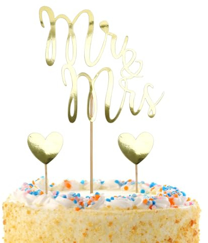 Gleevio Cake Topper Hochzeitstorte Deko,3 Stück Mr & Mrs Deko Hochzeitstorte,Gold Tortendeko Hochzeit,Mr Mrs Tortenstecker,Hochzeit Cake Topper,Papier Kuchendeko für Verlobung,Antrag 13x19cm