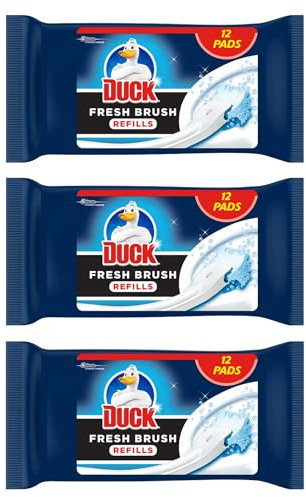 Duck Fresh Brush Toilet Cleaner | Disposable Toilet Bowl Cleaner | Removes Stains & Odours | Easy Brush & Flush | Fresh Scent | Hygienic Bathroom Cleaning (3x 12-36Refill)