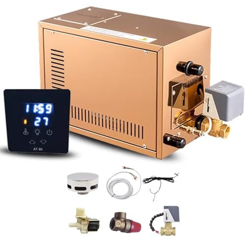 Steam Generator, 4.5KW/6KW/8KW/9KW/12KW/15KW/18KW Stainless Steel Steam Shower Generator, Automatic Drainage, Temperature 77~131°F for Home SPA Bathroom Hotel Shower Steam(44x30x19cm/17x7x12in)