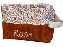Trousse de toilette personnalisée VELOURS 6 COLORIS AUX CHOIX (FLEURS/ROUX)