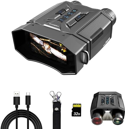 Nachtsichtgerät 8X Digitalzoom, 4000mAh, Nachtsichtgerät Jagd mit 32GB, 3 LCD Nachtsichtfernglas, Nachtsicht Wärmebild Fernglas Elektronische Geschenke für Väter & Männer(Schwarz)