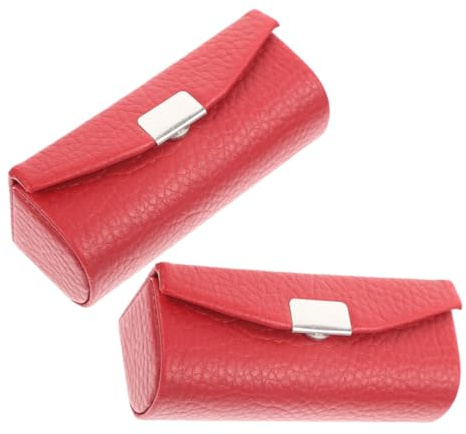 LIGIGWASH 2 Stück Lippenstifttasche aus Leder Rot Tragbares Lippenstift Etui mit Kreativem und Modischem Design für Reisen und Einkaufen