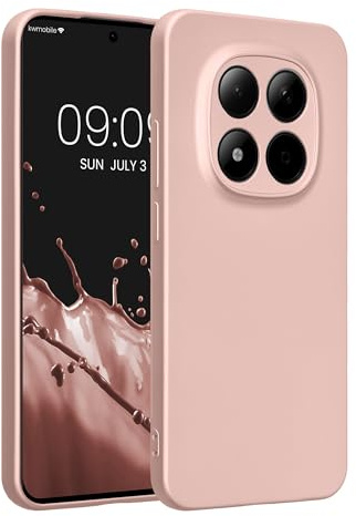 kwmobile Handyhülle für Xiaomi Redmi Note 15 Pro 5G Hülle - weiche Silikon Case metallisch schimmernd - Schutzhülle Cover - Metallic Rosegold