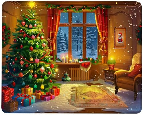 Tapis de Souris Noël Gaming Tapis Souris Bord Cousu et Base en Caoutchouc Mousepad Imperméable Mouse Pad Améliorées Vitesse et la précision pour PC Portable, Gaming Accessoires 520x250x3mm H0-135