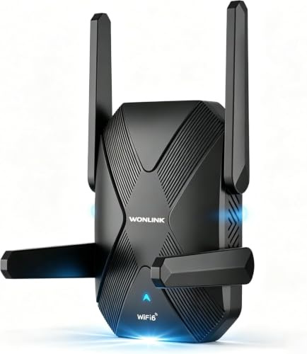 WONLINK Ripetitore WiFi 6 AX1500Mbps Dual Band, Amplificatore Segnale WiFi con 4 Antenne, Porta LAN/WAN, WPS, MU-MIMO, WPA3, Modalità Ripetitore/Router/AP, Indicatore di Segnale, per Casa e Ufficio