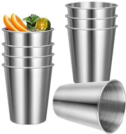 Eulihent 8Pcs Stainless Steel Tumbler 260ml Metal Mug, Stackable 304 Stainless Steel Cup for Home, Restaurants, Travel, Camping, Hiking, Outdoor, Indoor Activities