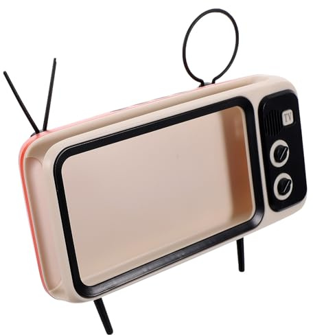HYTROVE Retro Tv Mobile Phone Holder Desktop Plastic Smartphone Stand | Orange round Design, 1200mah Capacity, Anti-slip Hands-free Holder with Eyesight-friendly Use