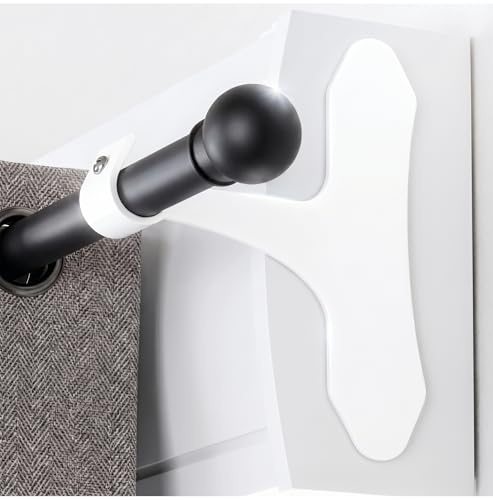 Support Tringle Rideaux Sans Perçage pour Coffre Volet Roulant, Lot de 2 Supports Métal Design Arrondi, Fixation Auto-Adhésive, Compatible Tringles Ø19-28 mm(Blanc-2 Supports)
