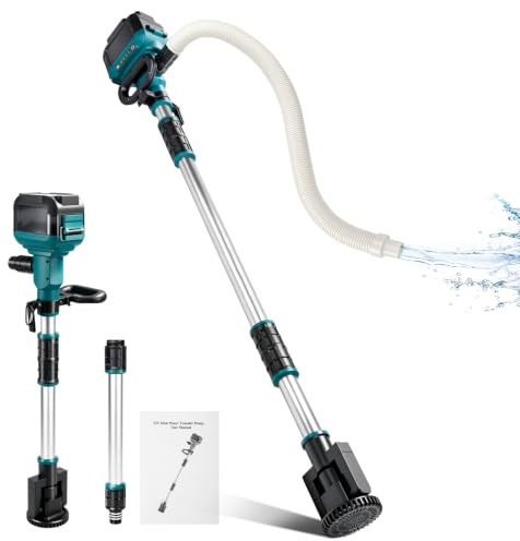 Akku Wasserpumpe Kompatibel Mit Makita 18v,Bürstenlos, 56L/min,Faltbare | Förderhöhe bis 7 Meter, Stab + 1m Schlauch, Tauchtiefe 95cm –Für Pool, Garten, Teich, Keller, Boot, NO Batterie