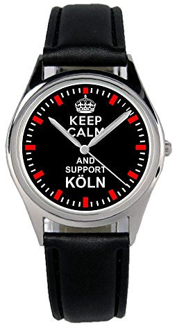 KIESENBERG Armbanduhr Köln Geschenk Artikel Idee Fan Damen Herren Unisex Analog Quartz Lederarmband Uhr 36mm Durchmesser B-1330