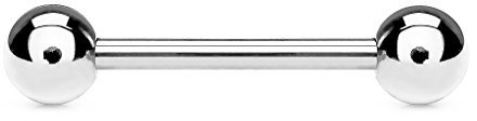 Autiga Zungenpiercing Stab Piercing Kugel Ohr Intim Brustwarze Barbell Hantel Silber 1,2 mm 12 mm