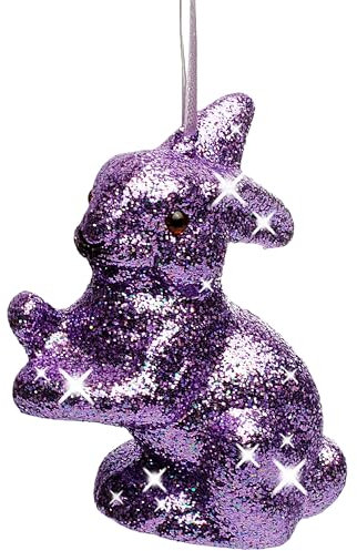 alles-meine.de GmbH großer Deko Hase/Osterhase - lila/violett - 11 cm - Innen + Außen - wasserfest & wetterfest - Glitzer & Glimmer - zum Hängen - Kunststoff/Plastik - ..