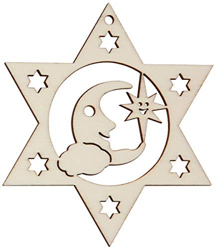 HOFMEISTER® Fensterbild aus Holz (Mond und Stern, sternförmig mit Sternchen gerahmt)