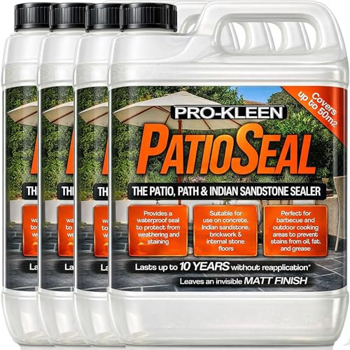 Pro-Kleen PatioSeal Matt Patio Sealer/Sealant (20 Litres) for Indian Sandstone, Concrete, Slate, Paths, Patios, Brick, Indoor/Outdoor Hard Floor - Lasts up to 10 Years