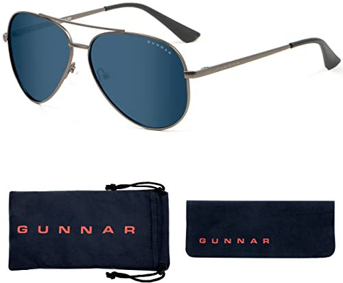 Gunnar Gaming- und Computerbrille - Maverick, Gunmetal, Sun Linsen - Blaulichtfilter Brille, Premium Blaufilter, UV-Schutz,